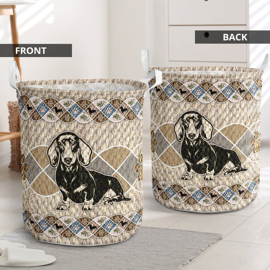 Cute Dachshund Waved Laundry Basket For Bathroom Bedroom Storage