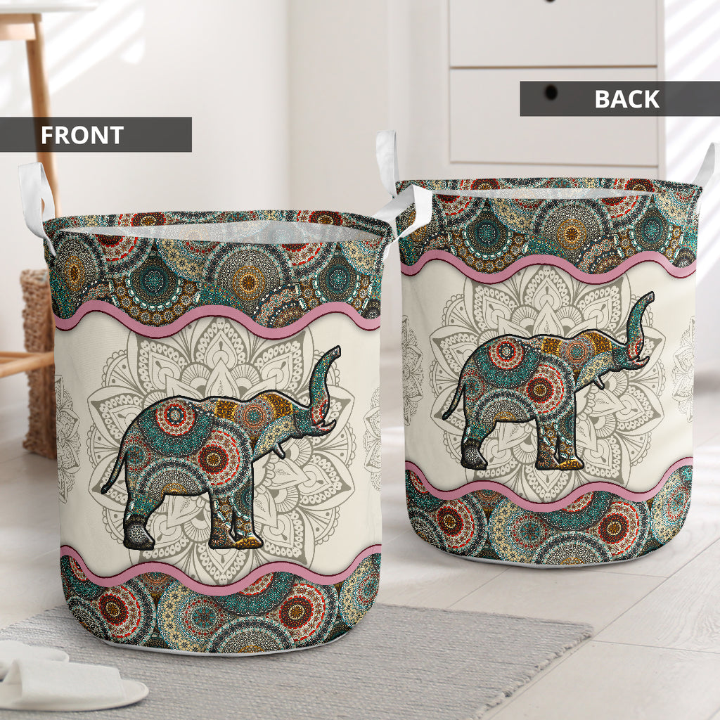 Cute Elephant Mandala Laundry Basket For Bathroom Bedroom Storage