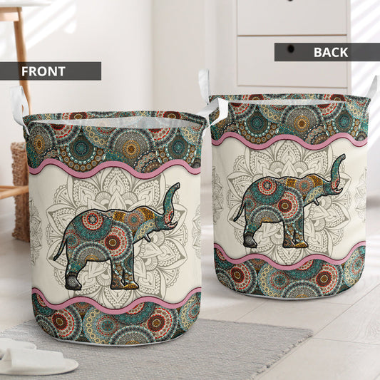Cute Elephant Mandala Laundry Basket For Bathroom Bedroom Storage