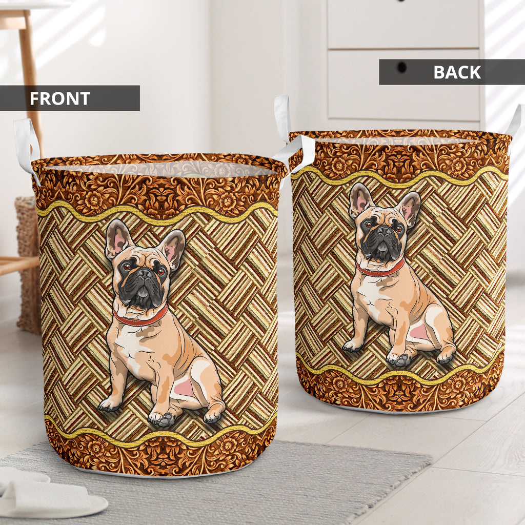 French Bulldog Brown Laundry Basket For Bathroom Bedroom Storage