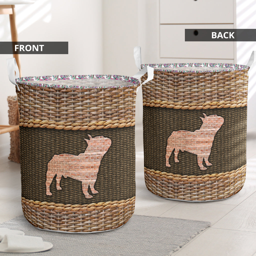 French Bulldog Weave Laundry Basket For Bathroom Bedroom Storage