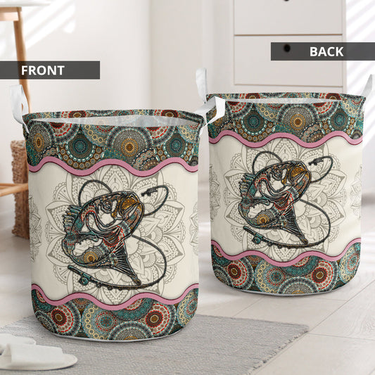 Fishing Mandala Laundry Basket For Bathroom Bedroom Storage