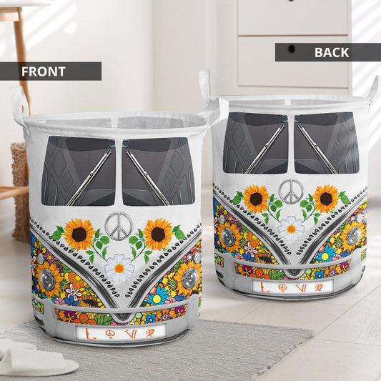 Hippie Van Sunflower Laundry Basket For Bathroom Bedroom Storage