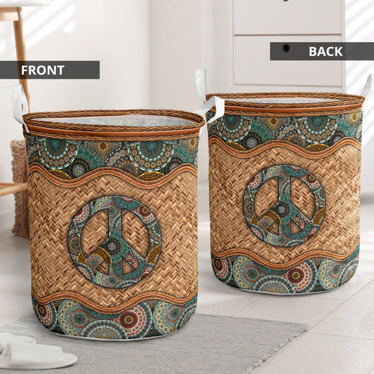 Hippie Wicker Mandala Laundry Basket For Bathroom Bedroom Storage