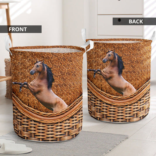 Horse Rattan Basic Brown Laundry Basket For Bathroom Bedroom Storage