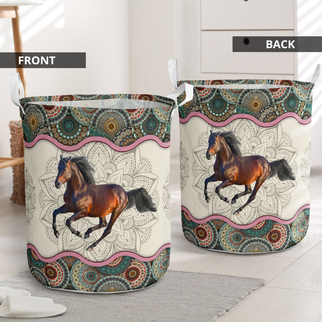 Horse Mandala Laundry Basket For Bathroom Bedroom Storage