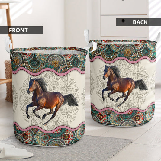 Horse Mandala Laundry Basket For Bathroom Bedroom Storage