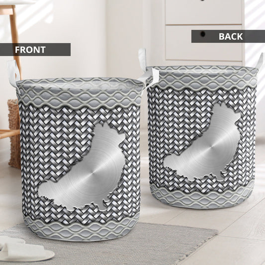 Pomeranian Silver Wicker Laundry Basket For Bathroom Bedroom Storage