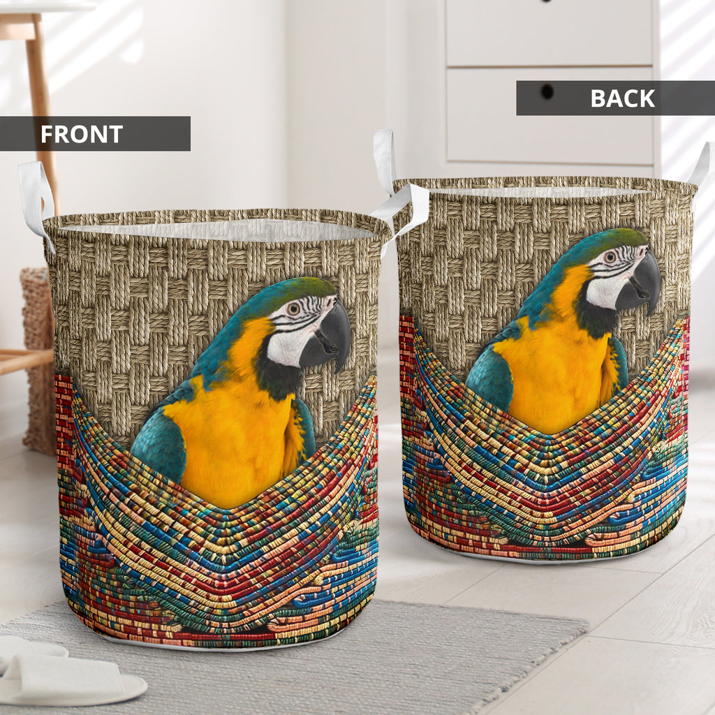 Parrot Colorful Ratan Laundry Basket For Bathroom Bedroom Storage