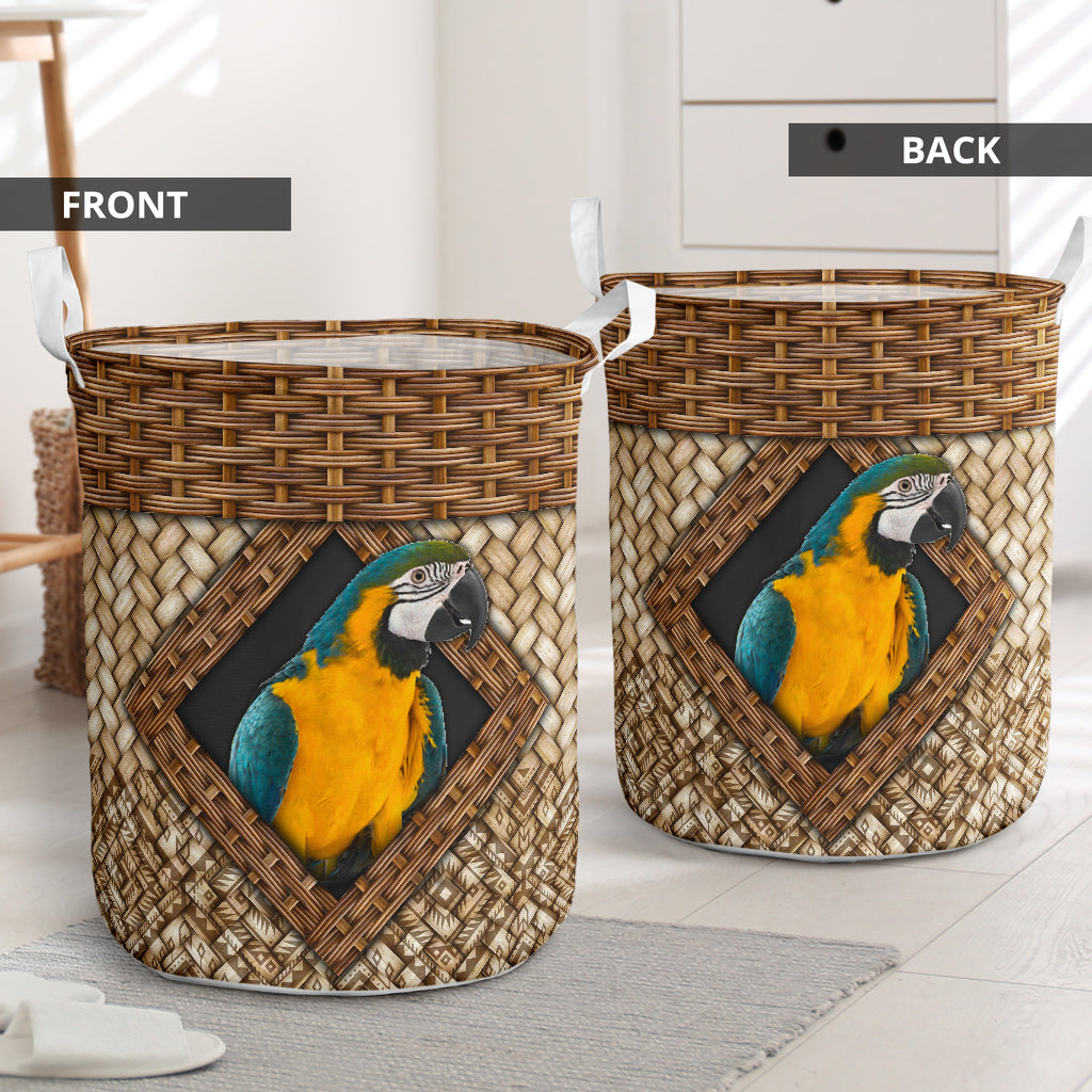 Parrot Lozenge Wicker Laundry Basket For Bathroom Bedroom Storage