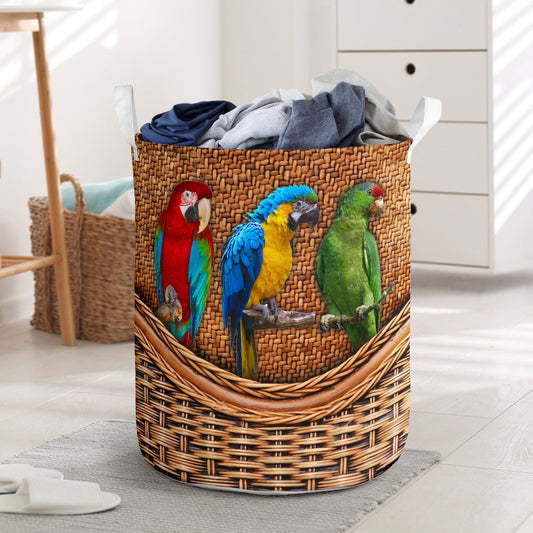 Parrot Wicker Laundry Basket For Bathroom Bedroom Storage