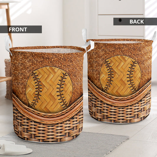 Softball Wicker Laundry Basket For Bathroom Bedroom Storage