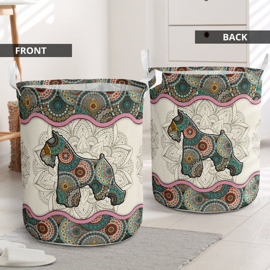 Schnauzer Dog Mandala Laundry Basket For Bathroom Bedroom Storage
