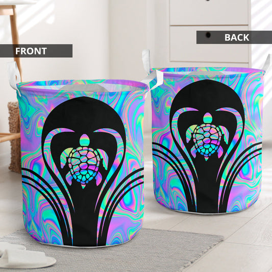 Turtle Heart Holo Laundry Basket For Bathroom Bedroom Storage