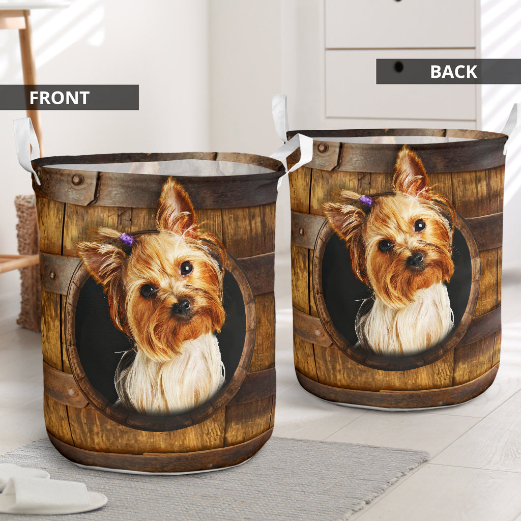 Yorkie Hole 1 Laundry Basket For Bathroom Bedroom Storage