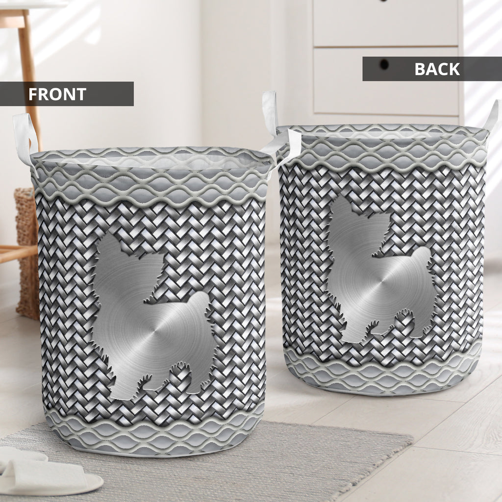 Yorkie Silver Wicker Laundry Basket For Bathroom Bedroom Storage