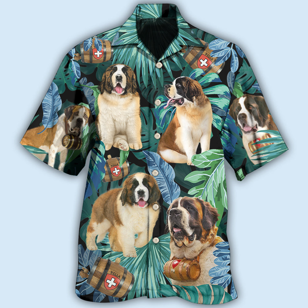 Tropical Saint Bernard Leaf Hawaiian Shirt For Beach Days, Coastal Adventures, And Thoughtful Gift Giving