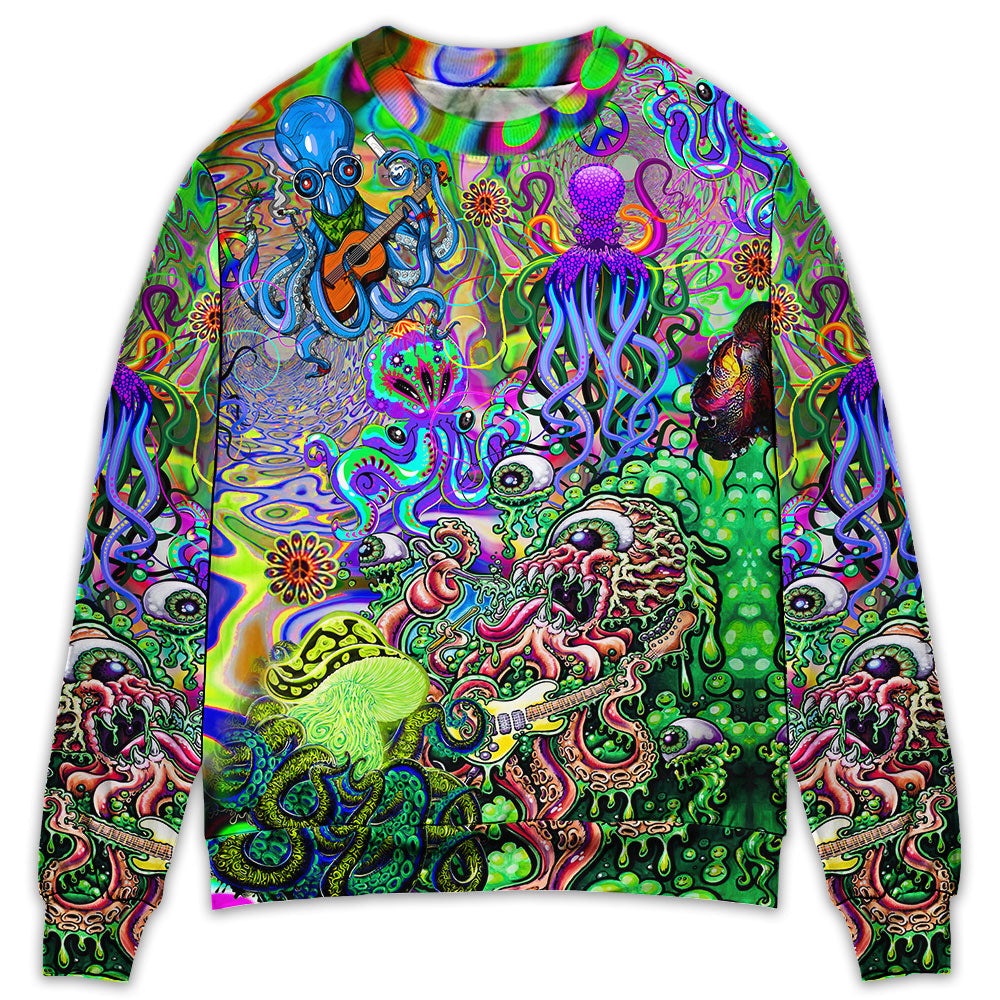 Hippie Octopus Music Ocean Sweater For Boho Festivals Weekend Trips And Relaxed Casual Styling