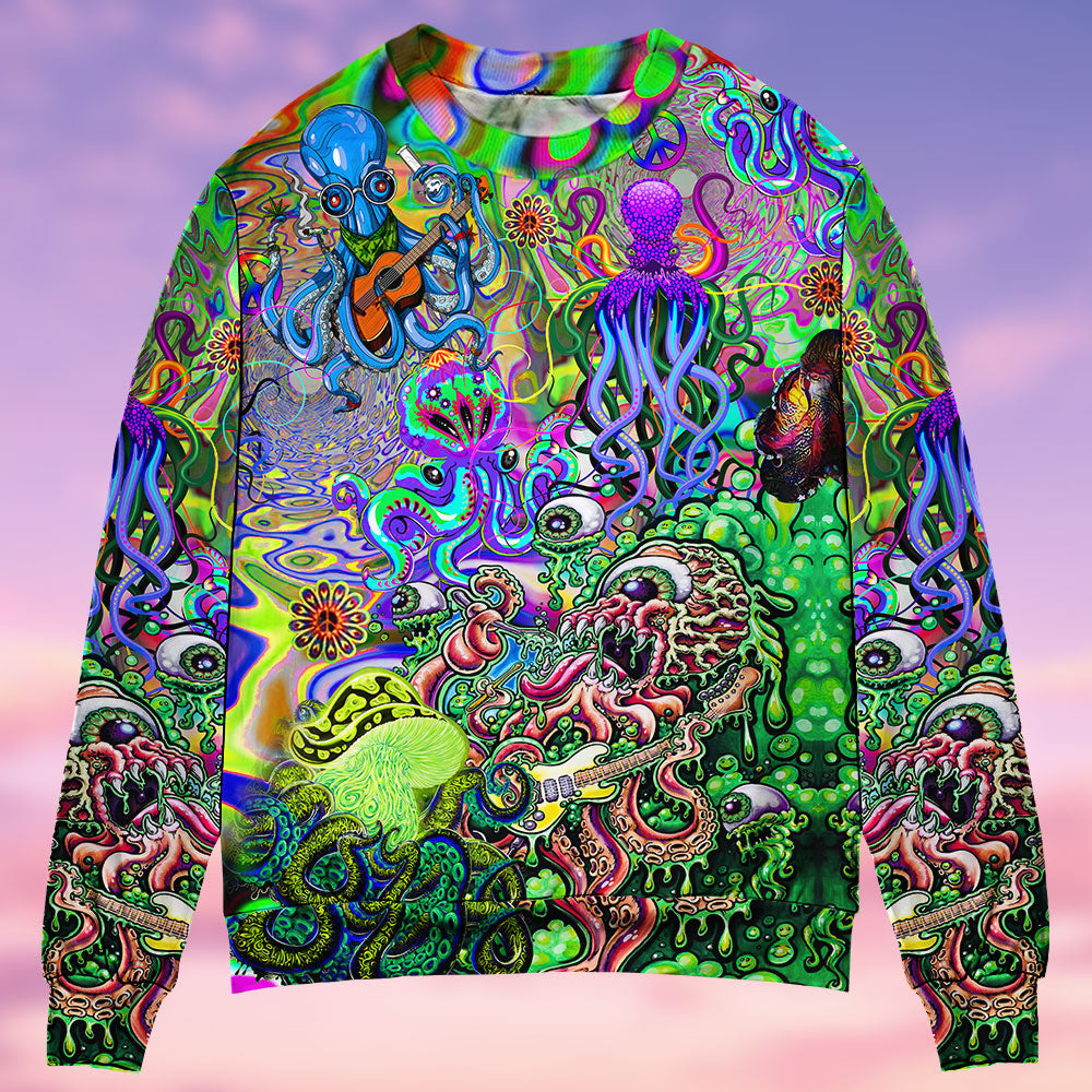 Hippie Octopus Music Ocean Sweater For Artistic Gatherings Travel And Thoughtful Gift Giving