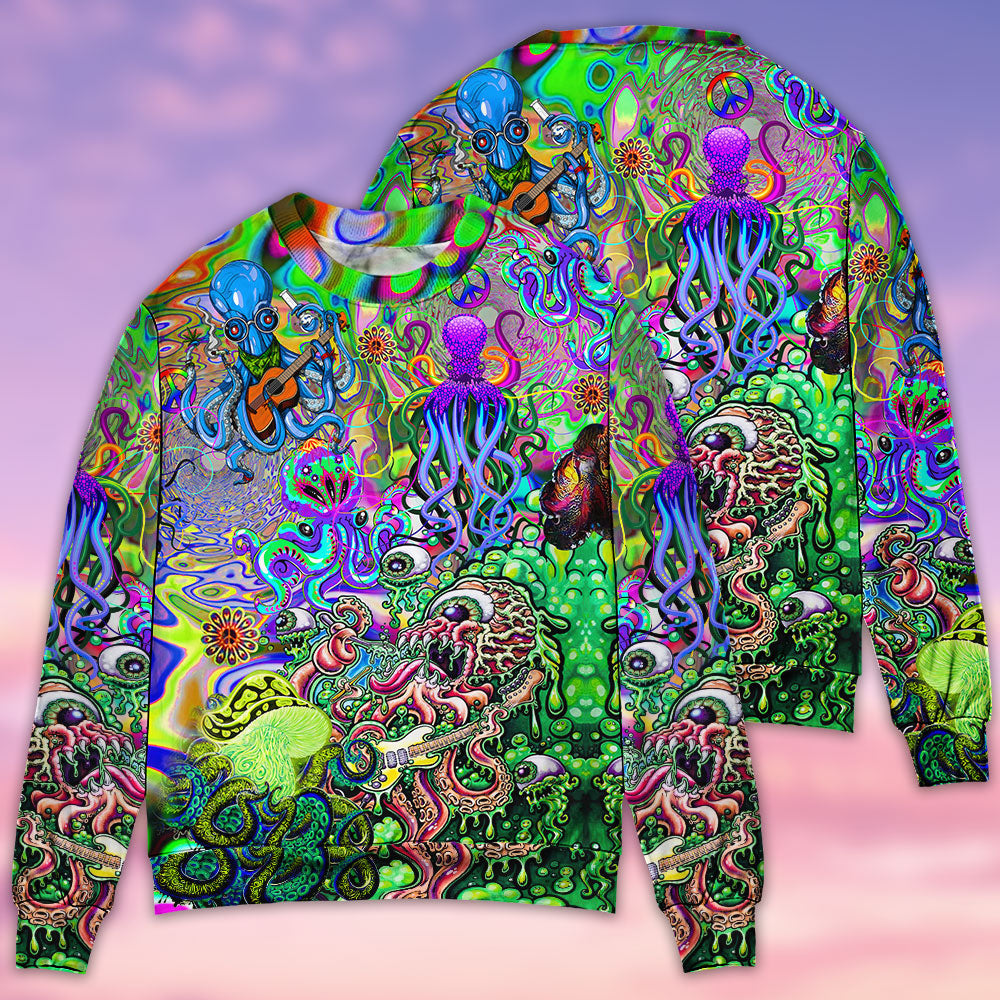Hippie Octopus Music Ocean Sweater For Boho Festivals Weekend Trips And Relaxed Casual Styling