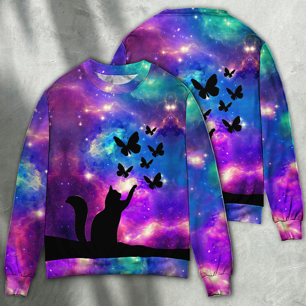 Cat And Butterfly Sweater For Animal Lovers Casual Wear Holidays And Thoughtful Gifting