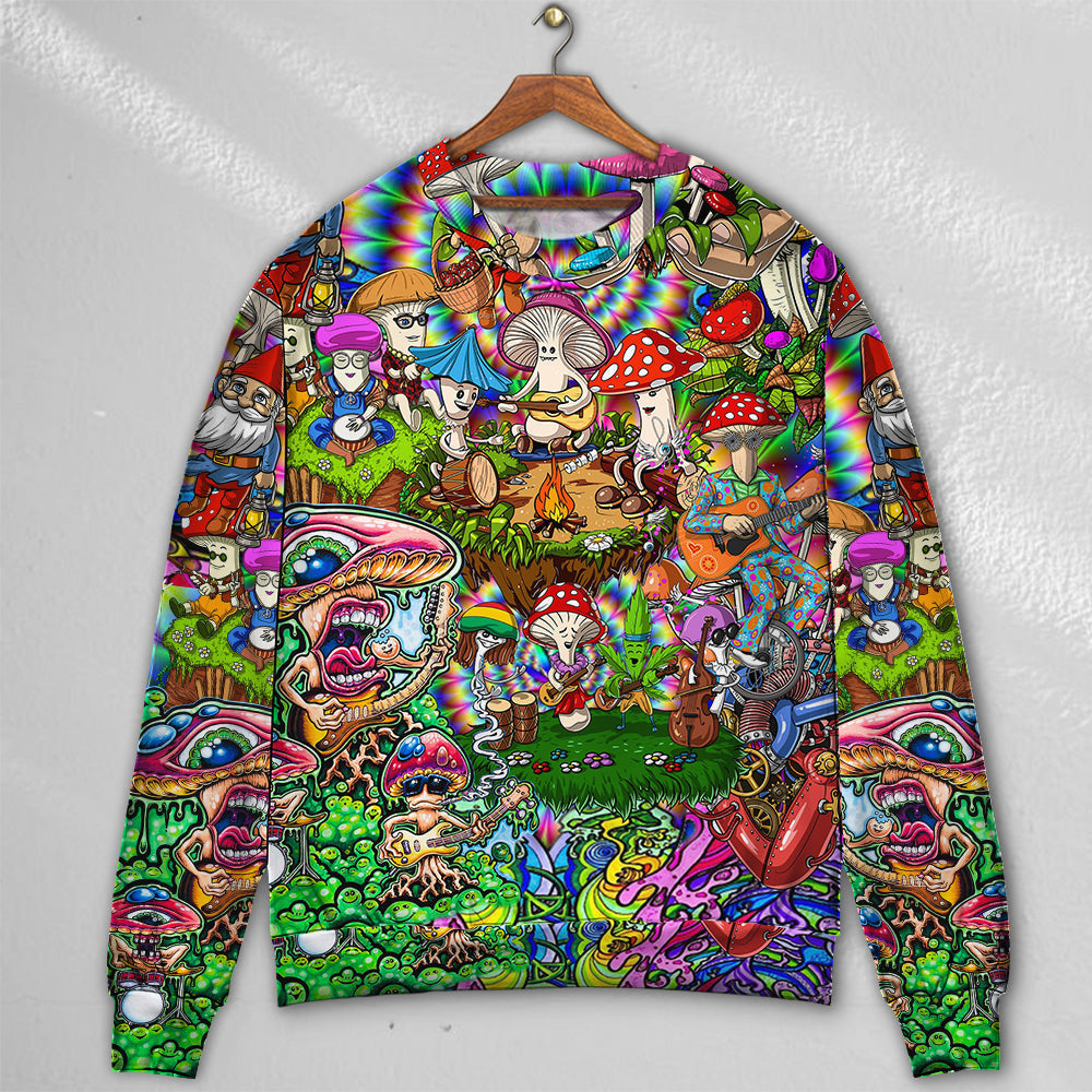 Hippie Mushroom Music Sweater For Festival Adventures Vacations And Relaxed Daily Styling