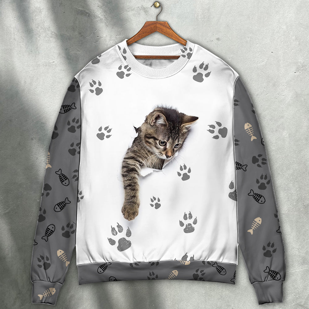 Little Baby Cat Soul Sweater For Animal Lovers Casual Wear Holidays And Thoughtful Gifting