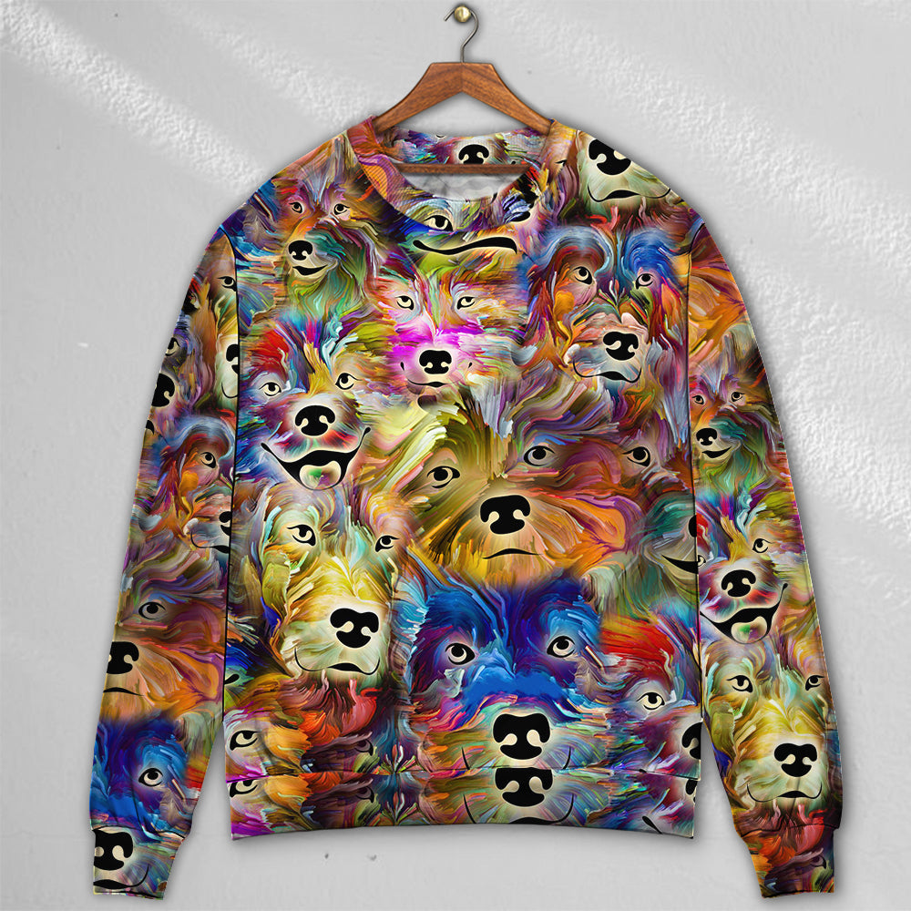 Dog Memory Painting Sweater For Outdoor Activities Weekend Trips And Relaxed Everyday Outfits