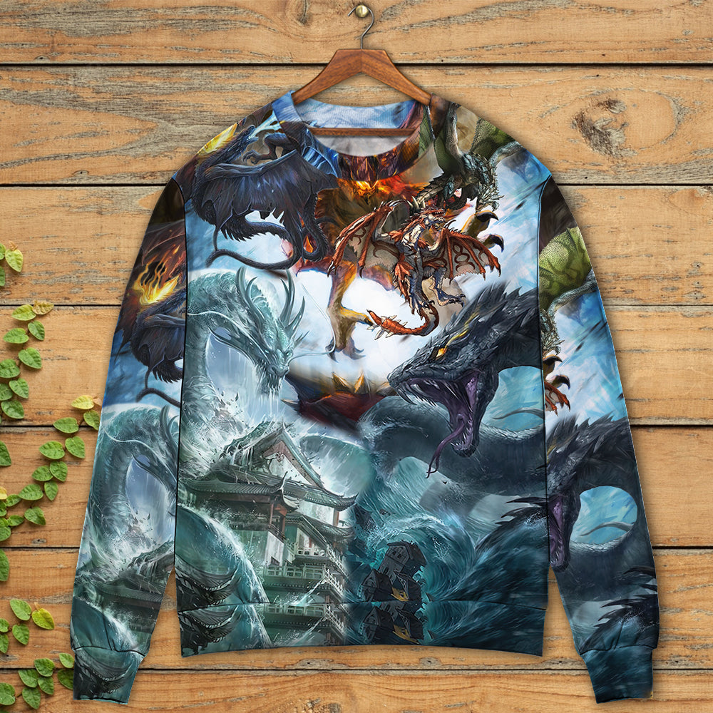 Epic Dragon Battle Fantasy Sweater For Animal Inspired Style Events And Comfortable Daily Wear