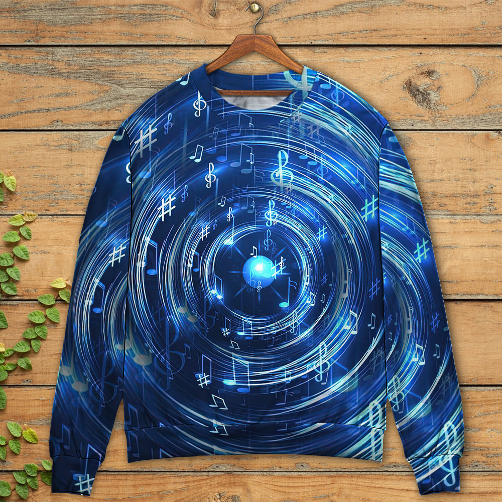 Music Neon Circle With Notes Sweater For Casual Wear Festivals Travel And Thoughtful Gifting