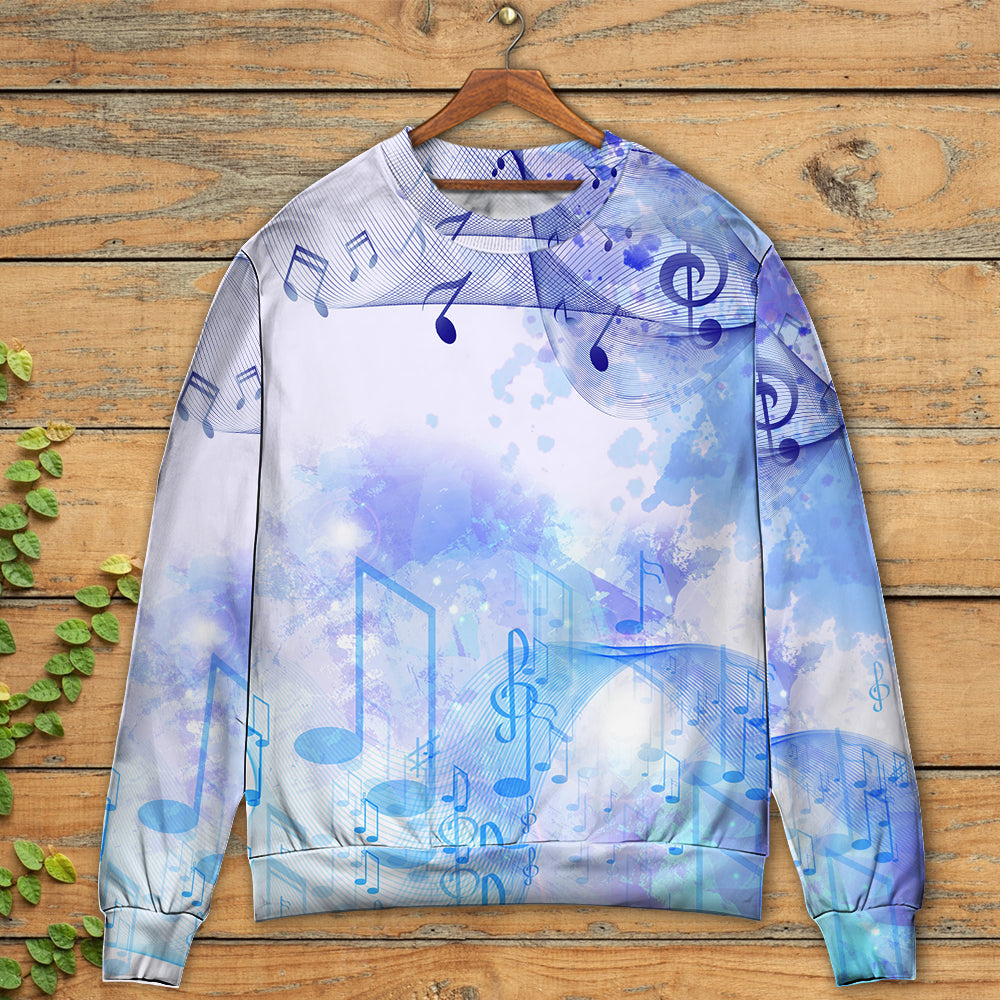 Watercolor Music Notes Sweater For Live Events Travel And Relaxed Creative Outfits