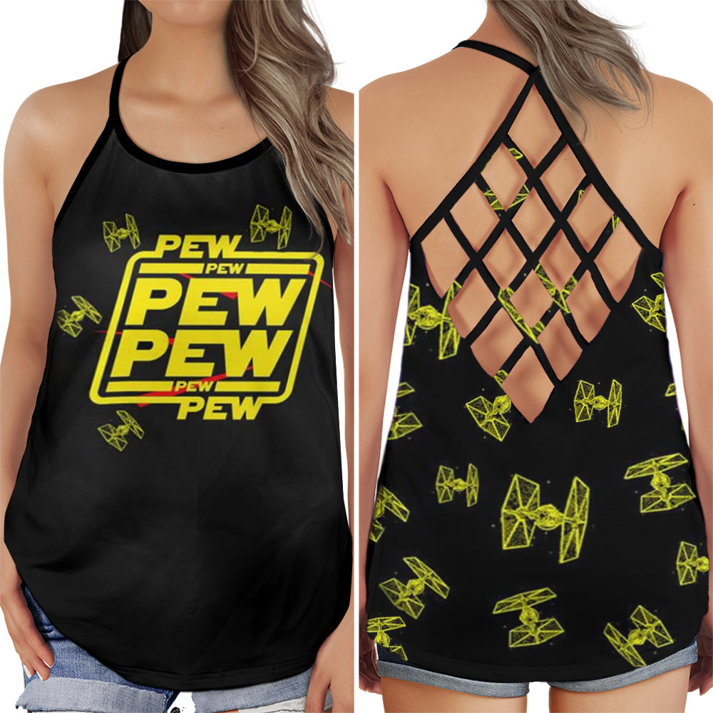 Funny Space Blaster Yellow Hollow Tank Top For Yoga Workouts And Casual Wear