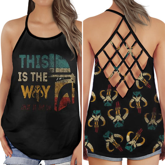 Epic Path Yellow White Blue Hollow Tank Top For Yoga Workouts And Casual Wear