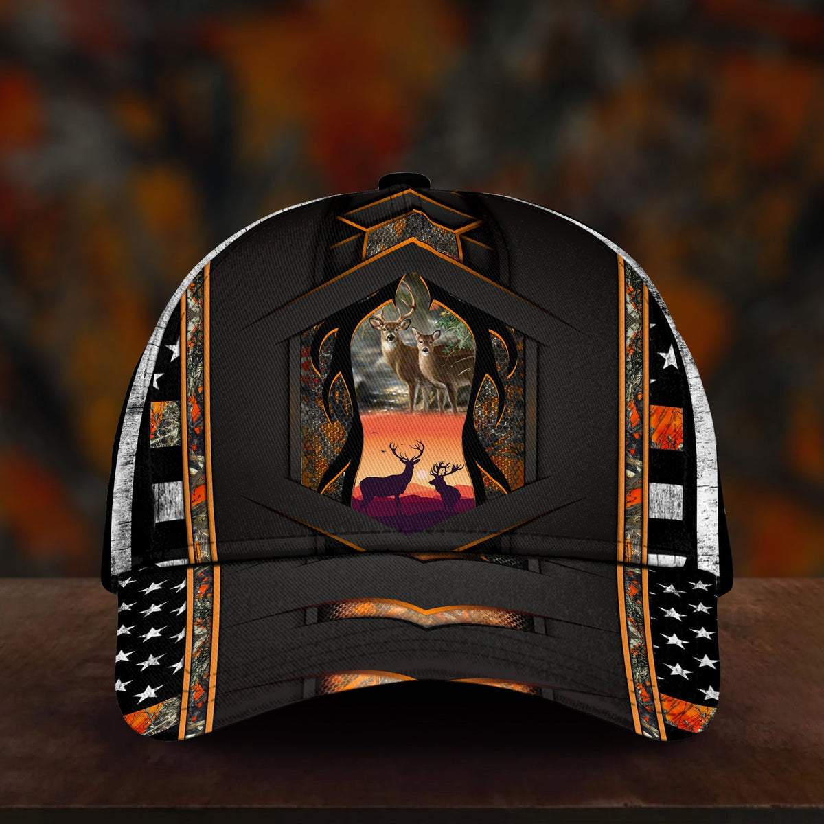 Deer Hunting Black Orange Classic Cap For Weekend Travel Outdoor Events And Casual Outfits