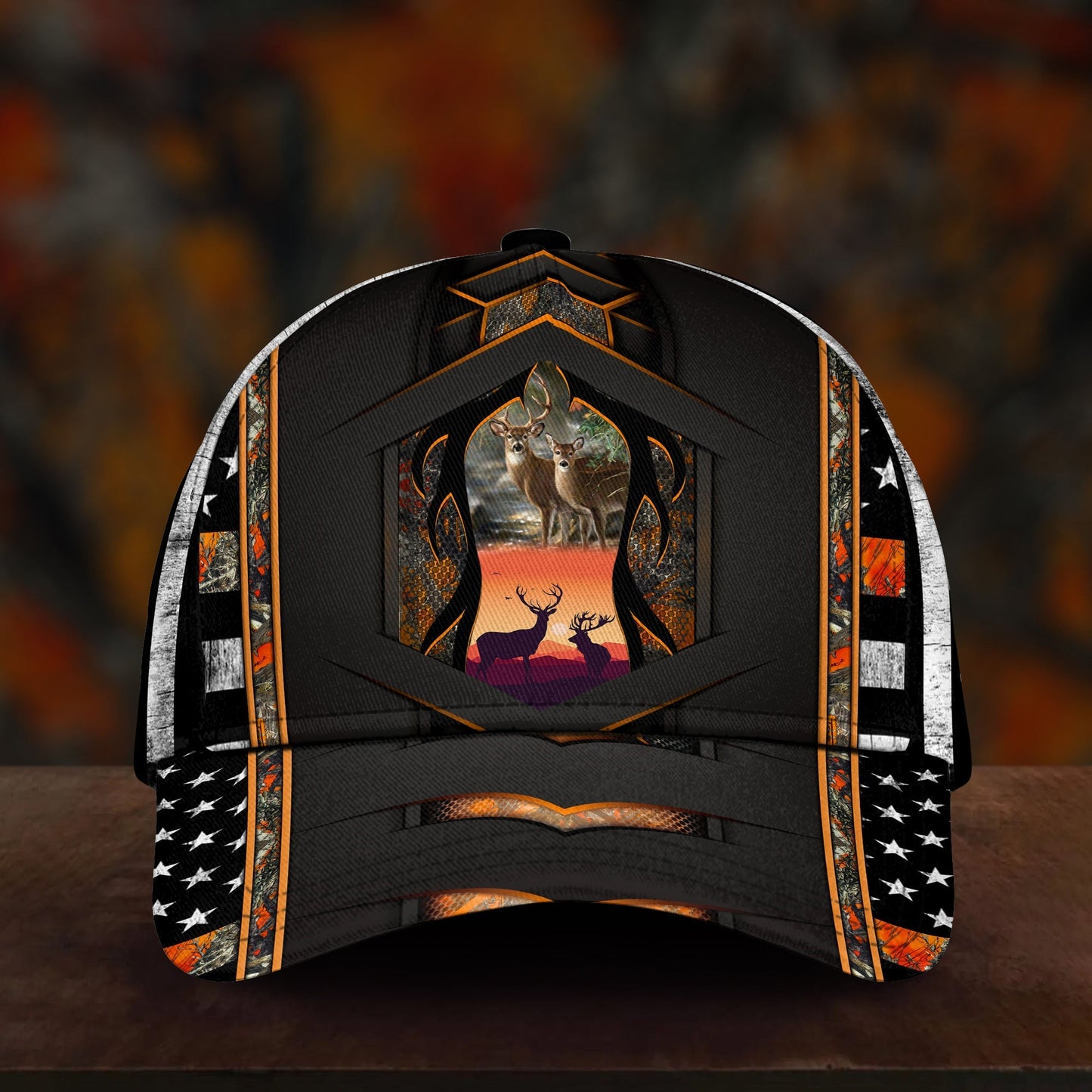 Deer Hunting Black Orange Classic Cap For Weekend Travel Outdoor Events And Casual Outfits