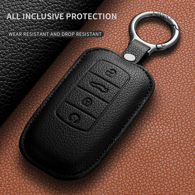 Leather Smart Car Key Cover Compatible with Chery Jaecoo J7, J6, J8; Tiggo 7/8 Pro Max; Omoda 5, C5; Tiggo 7/8 Pro Plus; Arrizo 5 Plus