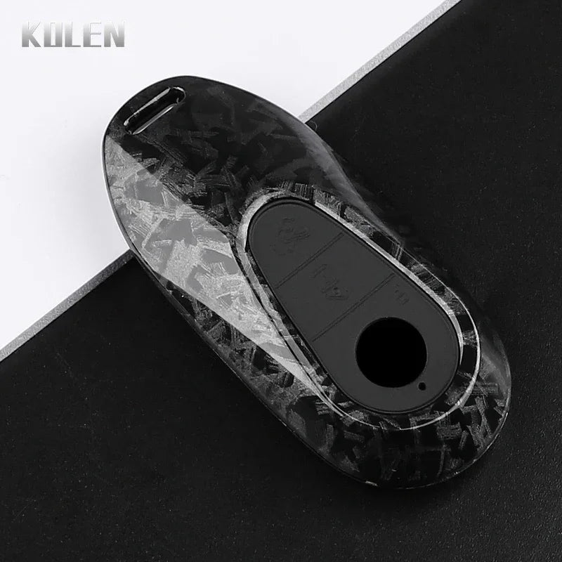 Car Key Cover Compatible with Mercedes-Benz C E S Class GLC GLB CLA CLS W223 W214 W206 X254 S400 S450 S480 – Carbon Fiber Style