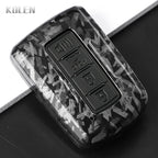 Car Key Cover Compatible with Toyota Prius Plus Auris Camry RAV4 Corolla Avalon Highlander CHR Land Cruiser – Carbon Fiber Style