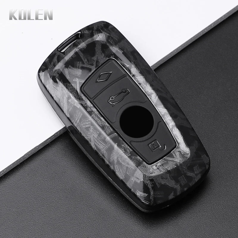 Car Key Cover Compatible with BMW 1 3 5 7 Series X1 X3 X4 X5 F10 F15 F16 F20 F30 F18 F25 M3 M4 – Carbon Fiber Style