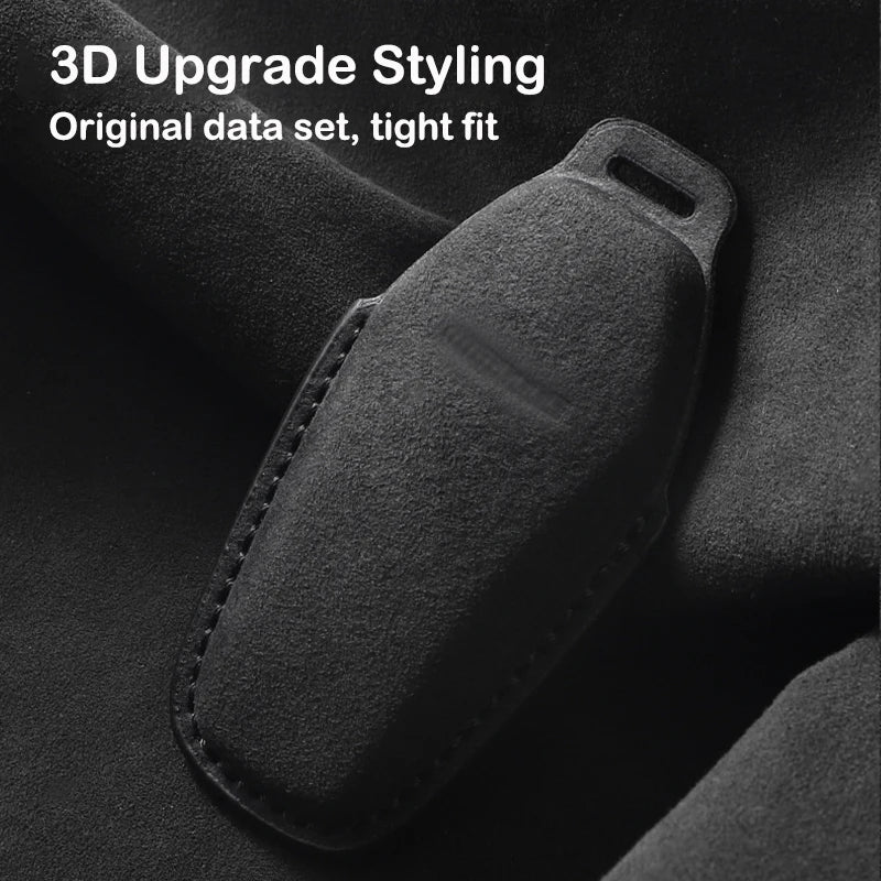 Suede Keyless Car Key Cover Compatible with BYD Qin Plusdmi, Atto 3, Han EV, Dolphin – 4 Buttons