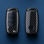 Car Key Cover Compatible with Volkswagen (VW) Polo Golf Passat Beetle Tiguan; SEAT Leon Altea; Skoda Octavia Kodiaq – Carbon Fiber Style
