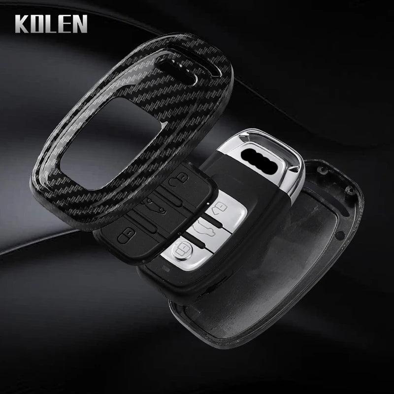 Car Key Cover Compatible with Audi A1 A3 8V A4 B8 B9 A5 A6 C7 A7 A8 Q3 Q5 Q7 S4 S6 S7 S8 R8 TT – Carbon Fiber Style
