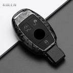 Car Key Cover Compatible with Mercedes-Benz A B C E Class GLS GLA GLK GLC CLS CLA AMG W204 W205 W212 W463 W176 – Carbon Fiber Style