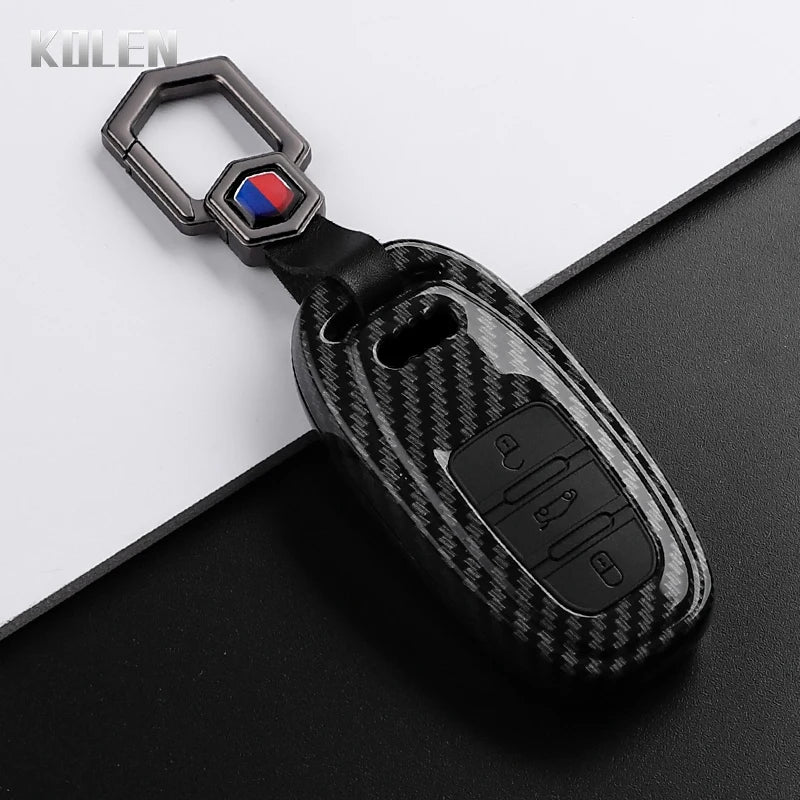 Car Key Cover Compatible with Audi A1 A3 8V A4 B8 B9 A5 A6 C7 A7 A8 Q3 Q5 Q7 S4 S6 S7 S8 R8 TT – Carbon Fiber Style