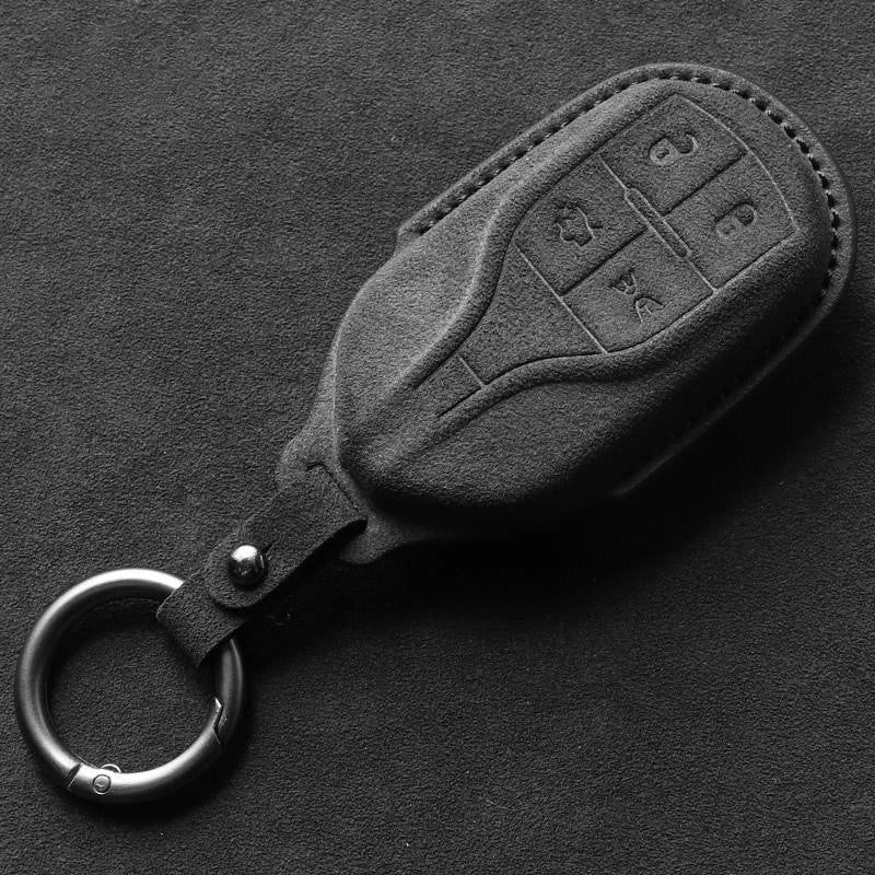 Suede Keyless Car Key Cover Compatible with Maserati Levante, Ghibli, Quattroporte, GT, Granturism, GranCabrio