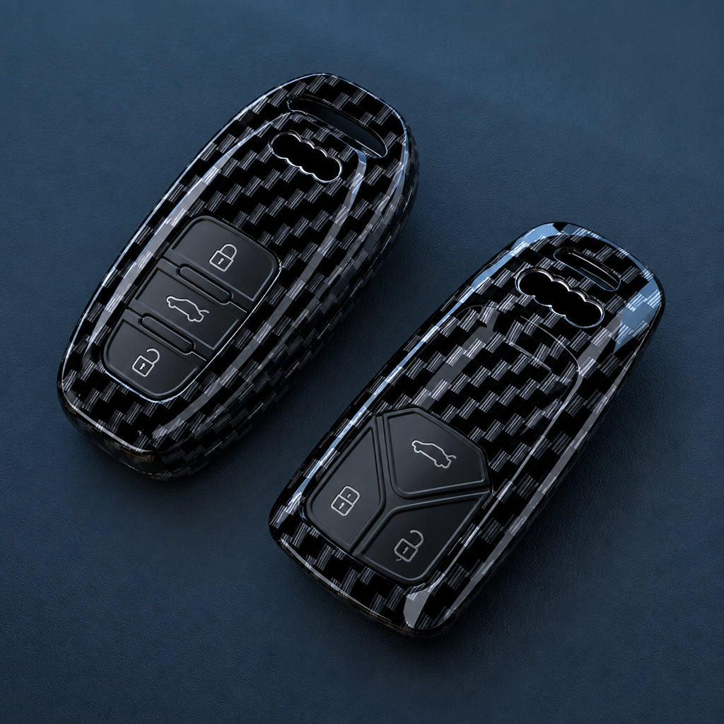 Car Key Cover Compatible with Audi A1 A3 8P A4 B9 A5 A6 C7 8S 8W A7 A8 Q3 Q5 Q7 4M S4 S5 S6 S7 S8 RS3 RS6 SQ5 TTS TFSI – Carbon Fiber Style