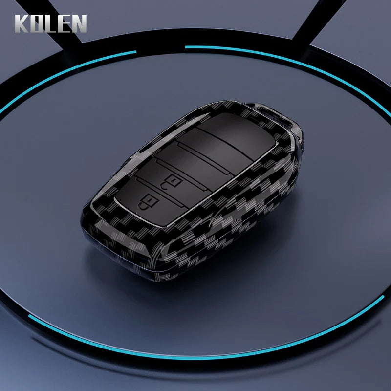 Flip Key Cover Compatible with Toyota Sienna RAV4 Crown Hilux Fortuner Camry Land Cruiser Prado Venza – Carbon Fiber Style