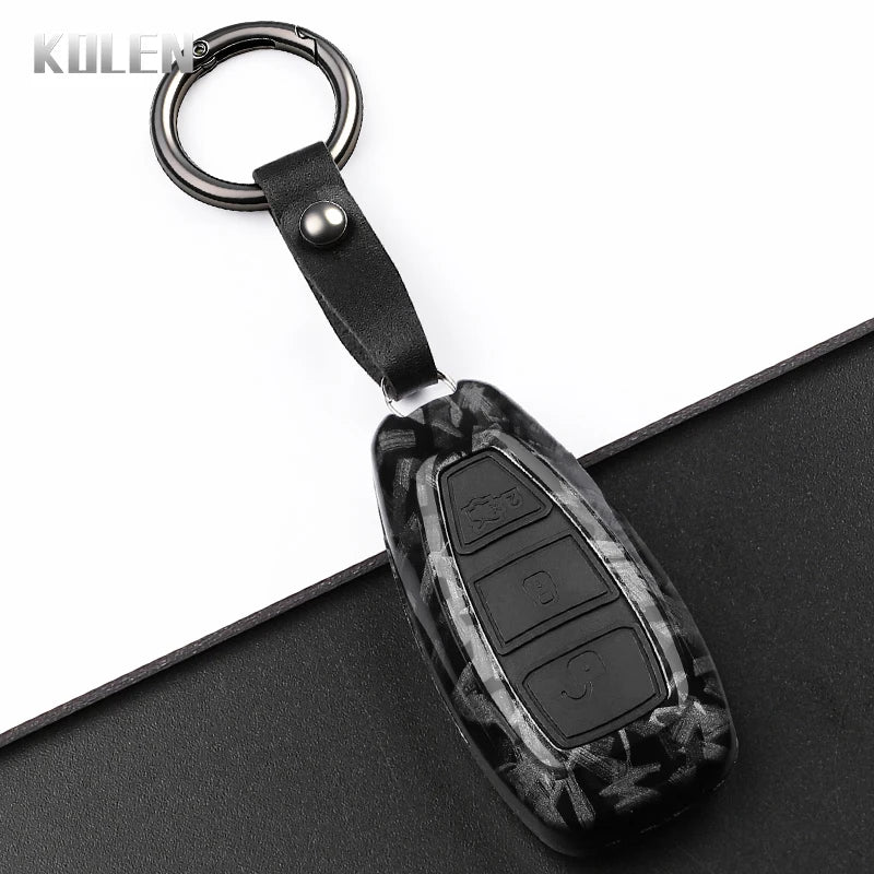 Car Key Cover Compatible with Ford Focus 3 4 ST Mondeo MK3 MK4 Fiesta Fusion Kuga – Carbon Fiber Style