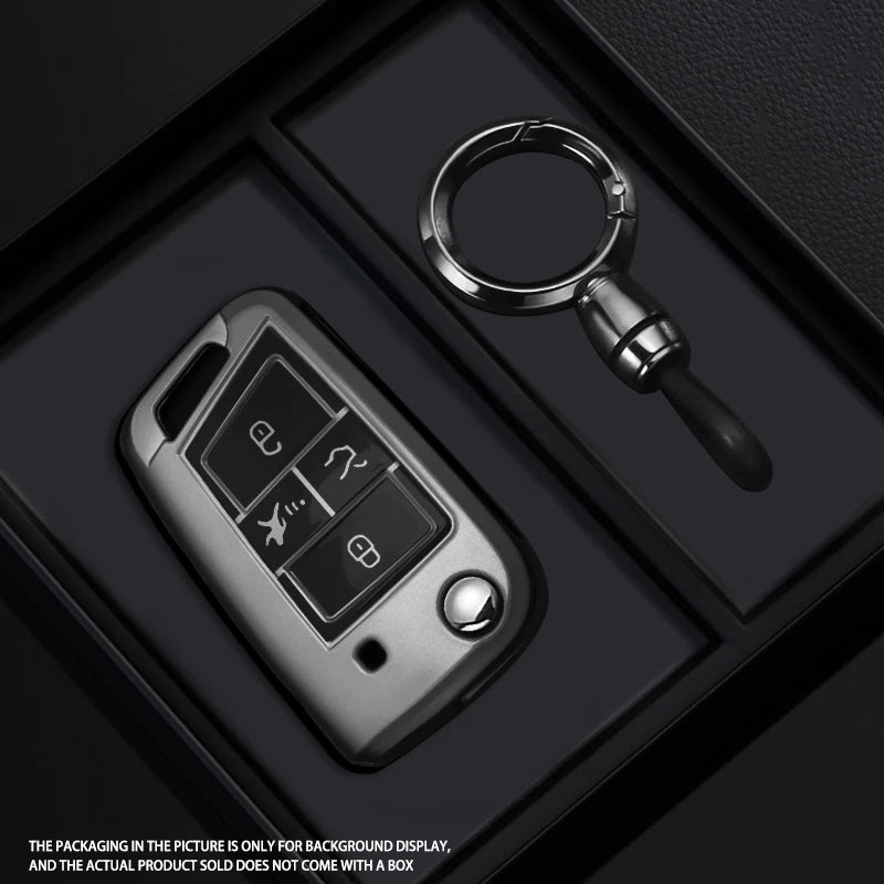 4-Button Black Warrior-Style TPU Car Key Fob Cover for Volkswagen Golf 7 MK7, Tiguan MK2, SEAT Ateca, Leon FR & Ibiza