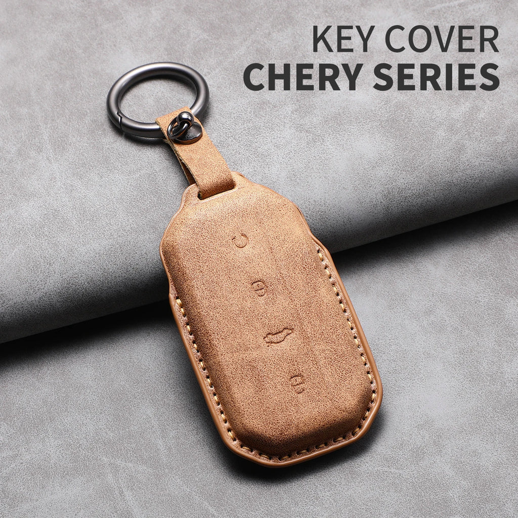 Leather Remote Key Fob Cover Compatible with Chery Jaecoo J7, J5, 2025, 2026
